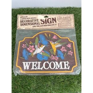 Vintage Thomas Hummingbird Welcome Sign Decorative Dimensional 3D Wall Decor USA
